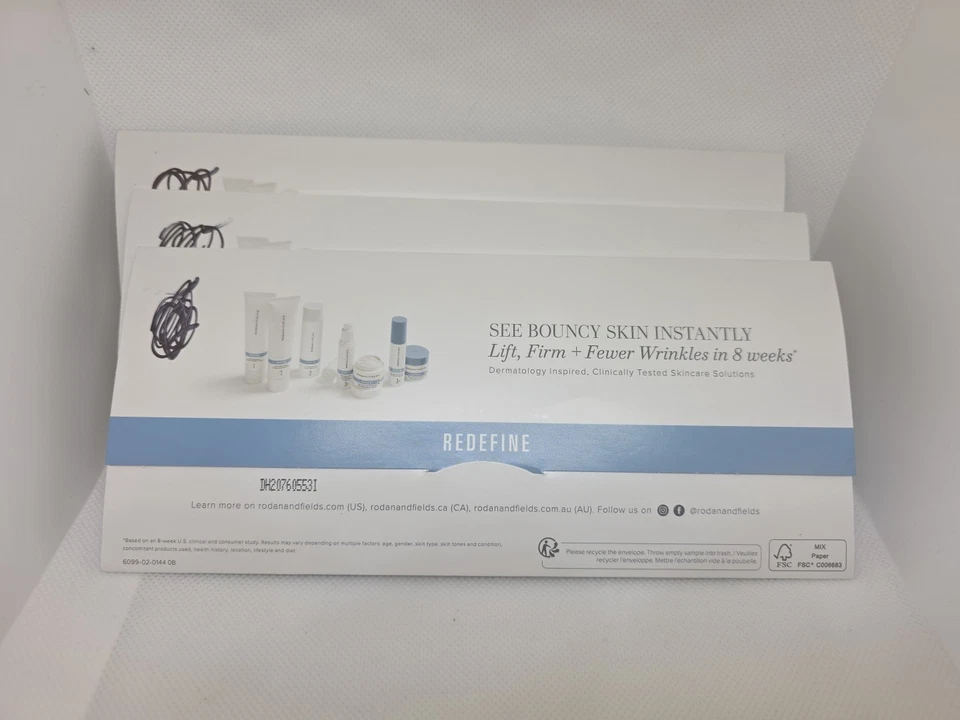 Lote de 3 Rodan + Fields Redefinir 3 Pasos Régimen Paquete de Muestra Nuevo en Paquete Viaje Foto 1 de 4