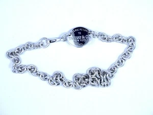  Collar colgante de ley con eslabón ovalado etiqueta Please Return To TIFFANY & CO  - Imagen 1 de 4