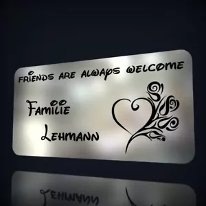 EDELSTAHL TÜRSCHILD NAMENSSCHILD KLINGELSCHILD MIT LASERGRAVUR NACH WUNSCH - Bild 1 von 3