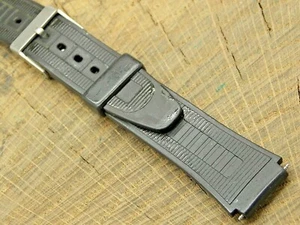 Kreisler Vintage NOS Black Rubber Watch Band w Silver Tone Buckle 16mm Unused - Picture 1 of 5