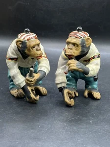 Vintage Rare Set 1950’s Japan Chimpanzee Monkey’s w/ cigar & Beer figurine 4572 - Picture 1 of 7