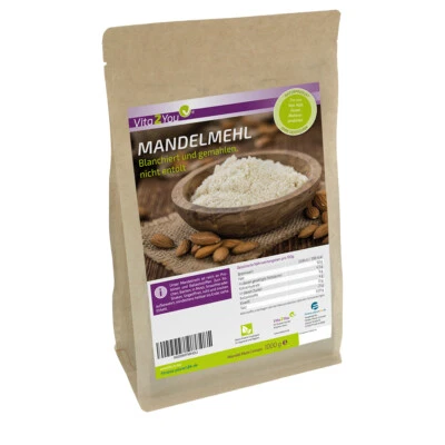 Vita2You Mandelmehl 1kg - naturbelassen - blanchierte Mandeln - Top Qualität