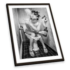 Girl Smoking Toilet Urban FRAMED ART PRINT Picture Portrait Artwork