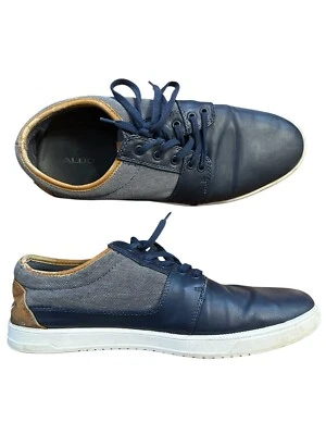 Tênis Aldo Masculino 11 Azul Marinho Couro Sintético Casual Barco Baixo Renda Preppy - Imagem 1 de 4