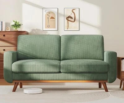 Sofá Loveseat Verde,Cómodo Sofá Pana con Cojín de Resorte, Ajuste Profundo para el Hogar Foto 1 de 4