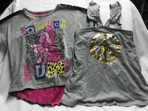 Girls Lot 1068- My Little Pony Tee and Justice Peace SIgn Tank - Size 7 - Picture 1 of 3