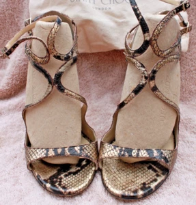 Jimmy Choo Sandalen Schlangenleder LancePrint Knöchelriemen offene Zehenpartie Größe: 39/8 - Bild 1 von 7