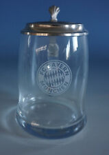 FC Bayern München Bierkrug Henkelkrug Glas Krug mit Zinndeckel 0,5L (FC23-078)