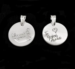 Lot 2 Pendants Mop and Silver Sterling Mother Te Love And Lots 1,8 CM - Picture 1 of 2