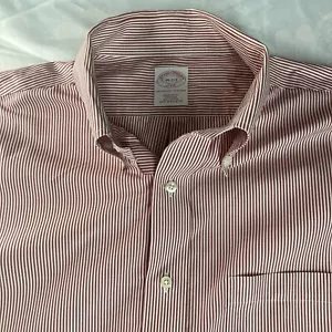 Camisa Brooks Brothers 346 para hombre 16 2/3 roja blanca a rayas con botones - Imagen 1 de 5