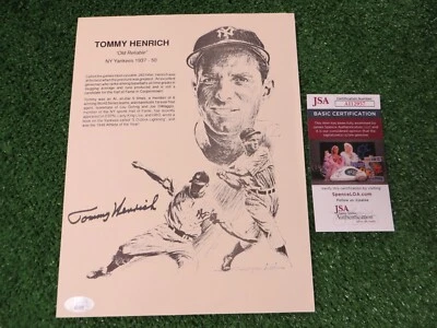 TOMMY HENRICK SIGNED 8.5 x 11 New York Yankees Art PRINT Lithograph JSA COA - Image 1 of 4