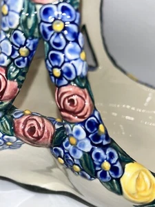 Antique Lg Art Nouveau Majolica Karlsruhe Wilhelm Süs Handle Basket Rare Germany - Picture 1 of 12