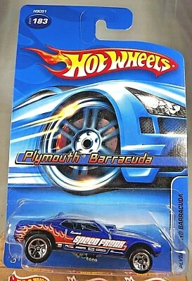 2005 Hot Wheels Collector #183 PLYMOUTH BARRACUDA Blue w/Chrome 5 Spoke-Variant - Image 1 of 4