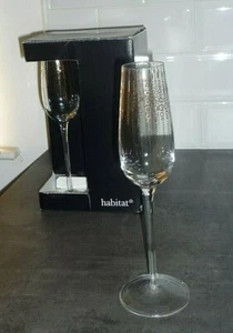 Box of 4 Habitat Oro Champagne Flutes 21cl Gold Pattern - Foto 1 di 9