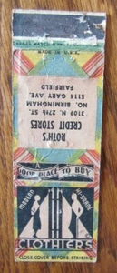 BEKLEIDUNGSGESCHÄFT STREICHHOLZHEFT: ROTH CREDIT STORE (NORTH BIRMINGHAM & FAIRFIELD) -G23 - Bild 1 von 1