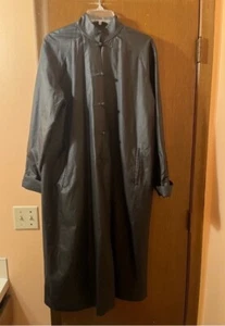 Shanghai Tang Silk Blend Asian Style Long Black Trenchcoat Size 14 - Picture 1 of 8