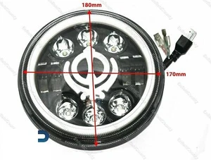 Khanda Sahib 7" LED Headlight  FIT for Royal Enfield Classic Electra Standard - Picture 1 of 5