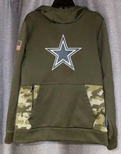 Dallas Cowboys Youth Medium Hoodie Sweatshirt Nike NFL Therma Fit Army Theme - Picture 1 of 3
