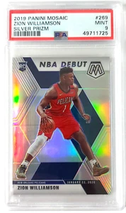 2019 Panini Mosaic ZION WILLIAMSON RC #269 NBA Debut PSA Mint 9 Silver Prizm  - Foto 1 di 2