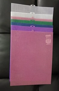 Lot Mauve Purple Green Plstic Canvas 7Mesh Quick Count 7 Sheets 10.5" x 13.5 - Picture 1 of 3