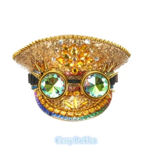 SN-D10-3 Steampunk Top Hat Rhinestone Burning Man Costume Hat With Goggles Gold - Picture 1 of 11