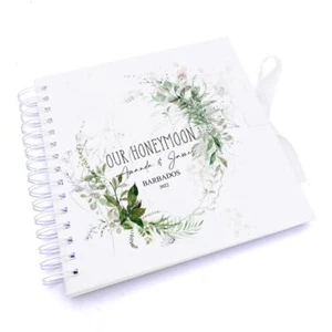 Personalised Honeymoon Scrapbook or Photo Album Botanical Themed - Picture 1 of 3