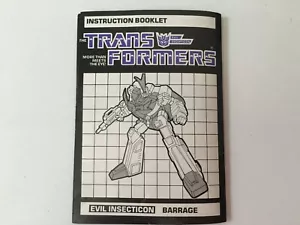 Transformers G1 1985 BARRAGE insecticon instruction booklet manual - Picture 1 of 2