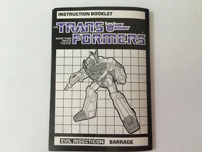 Transformers G1 1985 BARRAGE insecticon instruction booklet manual - Image 1 of 2