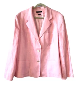 RALPH LAUREN Plus Size 20W 100% Linen Three Button Blazer Jacket Pink Pockets - Picture 1 of 12