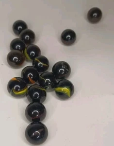 Vintage Black,Yellow,Orange,Blue,Red,1 Amber Marble  Marbles Lot of 16 - Picture 1 of 5