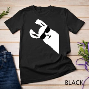 Funny Llama Alpaca With Sunglasses Unisex T-shirt - Picture 1 of 15