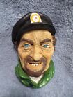 Wall Hanging Figure Sailor Weathered Face Cap Green Jacket Teeth Showing  5.5"