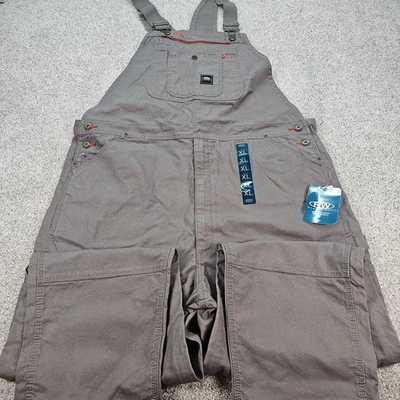 RW Rugged Wear Men's XL Gray Cotton Work Utility Overalls Duck Bib Pants New - Image 1 of 4
