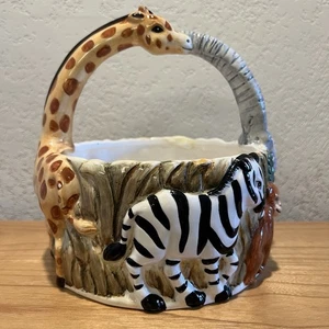 Jay Imports Nursery Ceramic Safari Jungle Candy Basket Plant - Picture 1 of 7