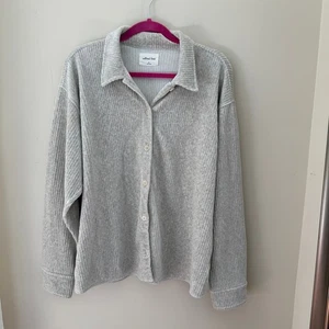 Wilfred Free Women's Medium Light Gray Corduroy Button Down Shirt Oversized - Picture 1 of 6