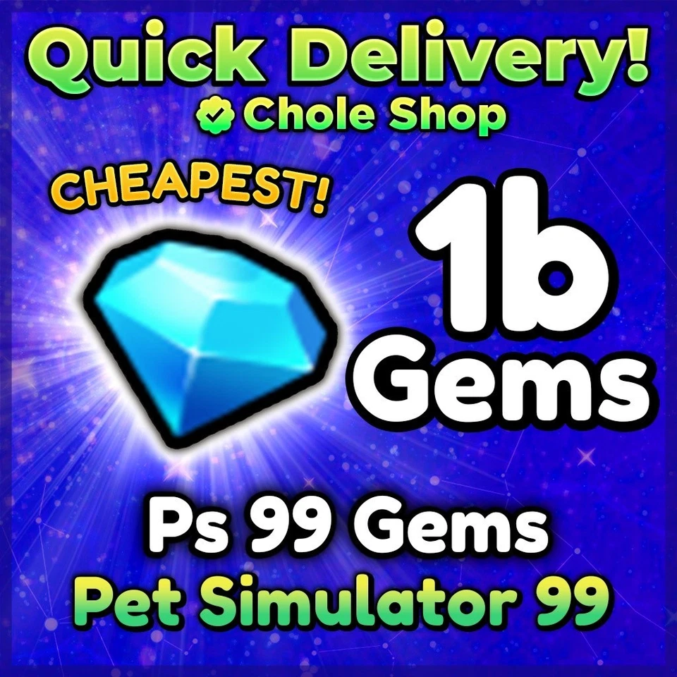 HUGE, DIAMONDS, GEMS, PS99, PSX, PET SIMULATOR 99, PETS GO!, GO 1 billion gems 1b diamond ps99 Pet Sim 99 - PS99
