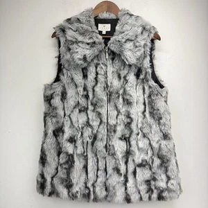 Chaus New York size Large Women’s Gray Faux Fur Full Zip Vest - Picture 1 of 7