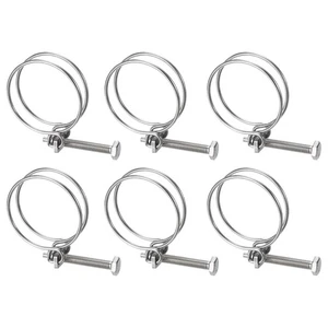 6 Stück Doppeldraht Schlauchschelle 51-57 mm verstellbar Schlauchschelle mit M8 Schraube - Bild 1 von 6