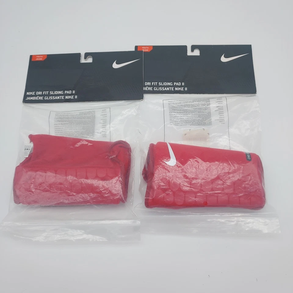 Nike Dri-Fit Sliding Shin Pad ll YOUTH Red/White Set of 2 Sleeves - Image 1 of 4