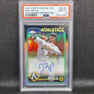 POP 1 2024 Topps Cromo Joe Boyle Refractor Automático #/499 PSA 10 RC Rays Novato - Imagen 1 de 2