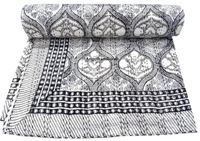 Indian Handmade Cotton kantha Bedspread/Throw, Reversible Queen Coverlet, Quilt - Image 1 of 4