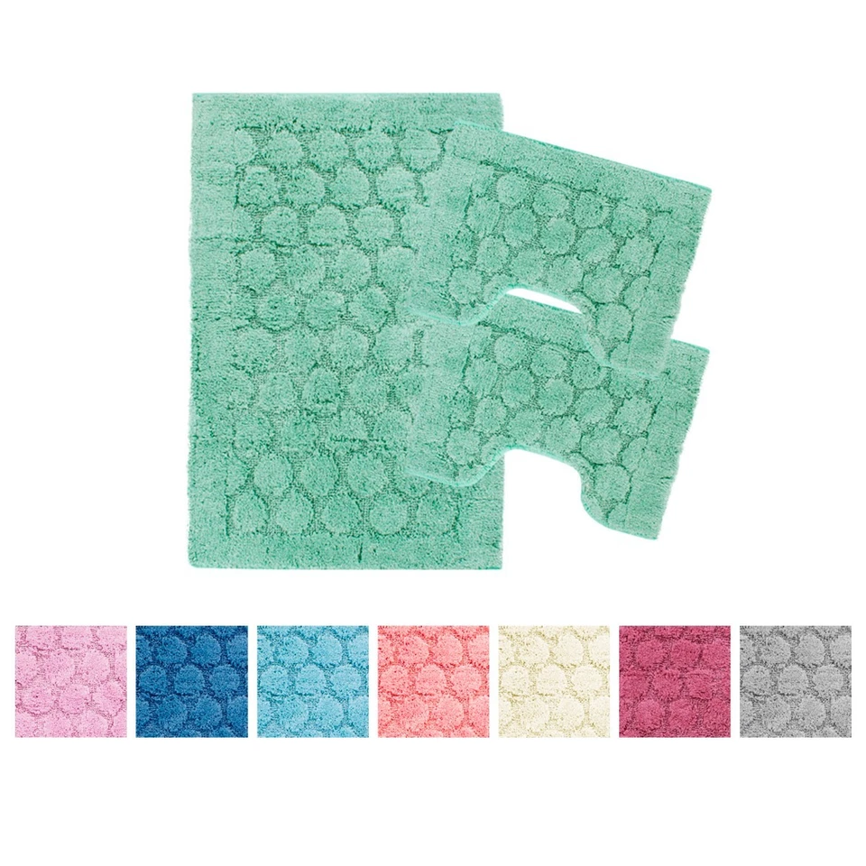 Set Badezimmerteppiche Tris 3 Stück Dusche Bidet Toilette Badewanne Uni Blatt - Bild 1 von 1