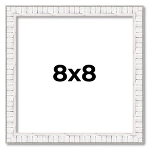 8x8 Frame White Real Wood Picture Frame Width 0.75 inches | Interior Frame Depth - Picture 1 of 9