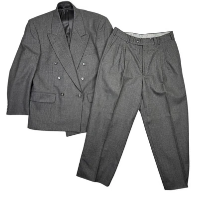 G Lanieri Suit Jacket and Pants Set Mens 38S - 32W Gray Wool Pleated Vintage 90s - Image 1 of 4