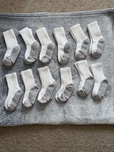 Hanes Kids Double Tough Cushioned Crew Socks (12 Pairs) Small 6-10.5 (White) - Picture 1 of 1