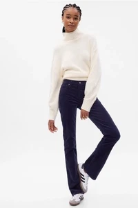 Gap Corduroy Baby Boot Pants Womens 6 Navy Blue Mid Rise Stretch - Picture 1 of 5