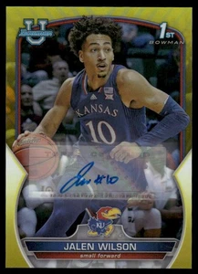 Topps 2023 Bowman U cromo #67 Jalen Wilson refractor amarillo #/75 - Imagen 1 de 2