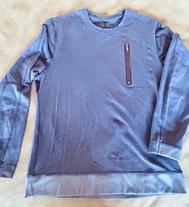 Lululemon Crew Sweatshirt Long Sleeve Tee Reflective Blue Stripe Pocket Sz L - Picture 1 of 13