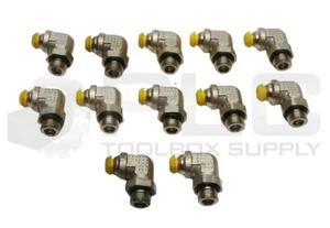 LOT OF 12 NEW PARKER ELBOW, CONN. 1: 1/8" NPT - 3/16" ID, CONN. 2: PRESTOLOK 4mm - Picture 1 of 5