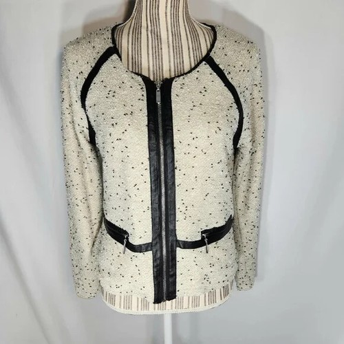 OFF WHITE Giacca a maniche lunghe ARYN K bianco sporco con zecche nere cerniera intera taglia media